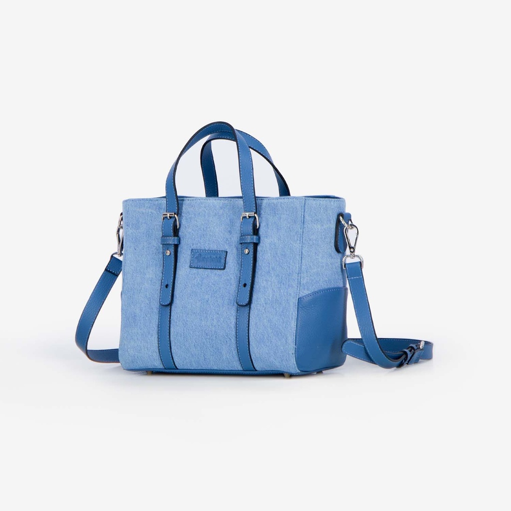 Mini cabas femme en jeans et cuir