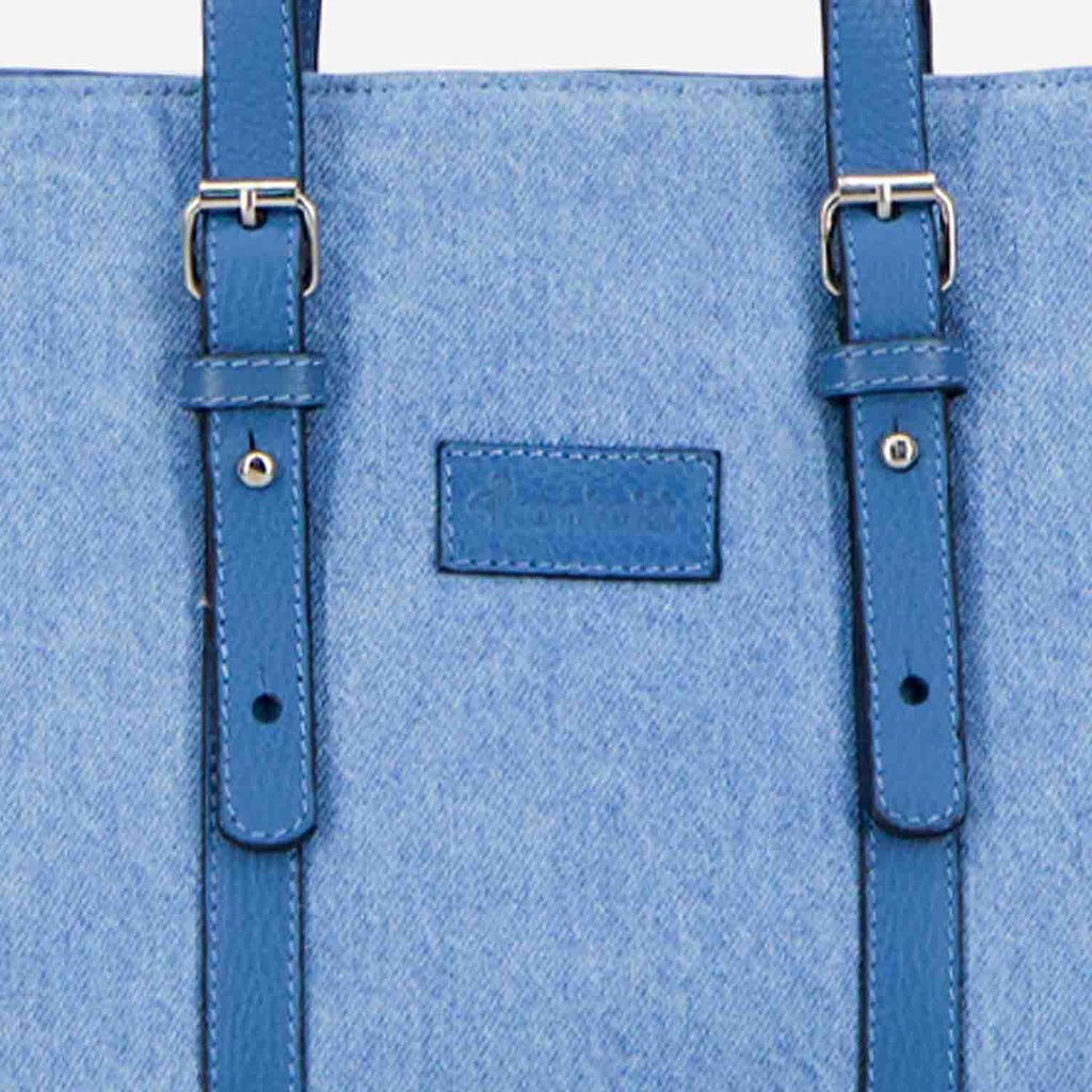 Mini cabas femme en jeans et cuir