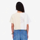 Upcycling t-shirt crop femme manches courtes POSTCARD &amp; WARNING VERSION 1