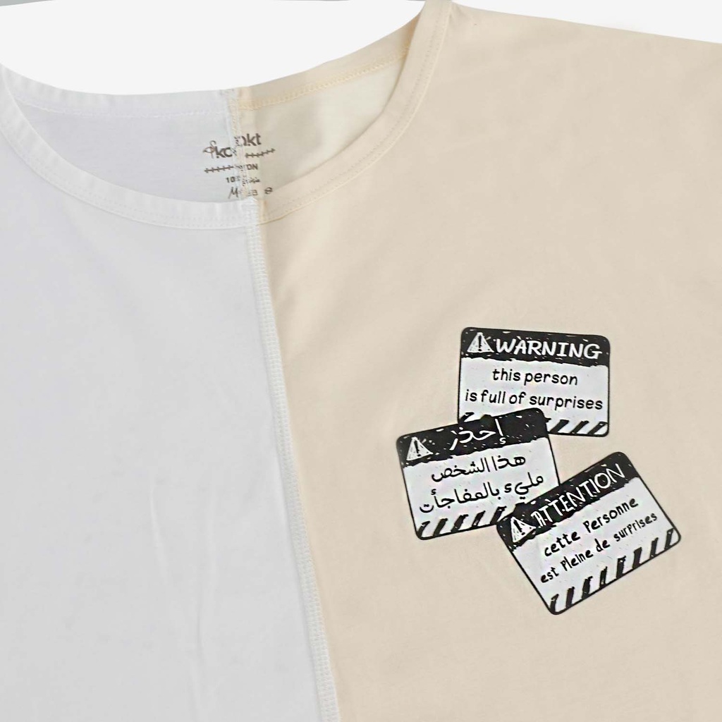 Upcycling t-shirt crop femme manches courtes POSTCARD &amp; WARNING VERSION 1