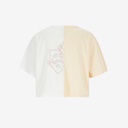 Upcycling t-shirt crop femme manches courtes POSTCARD &amp; WARNING VERSION 2