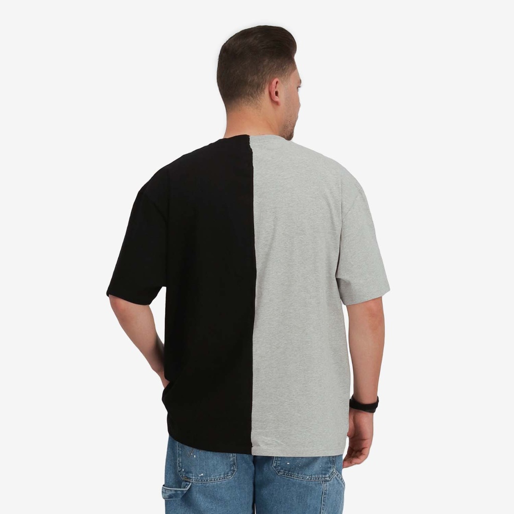 Upcycling t-shirt oversized homme manches courtes CROQUIS POCHE &amp; الري VERSION 1