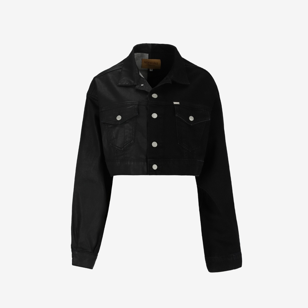 Upcycling cropped jacket femme bi-couleur KINDA V1