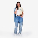 Upcycling straight jeans femme bi-couleur - SARRA