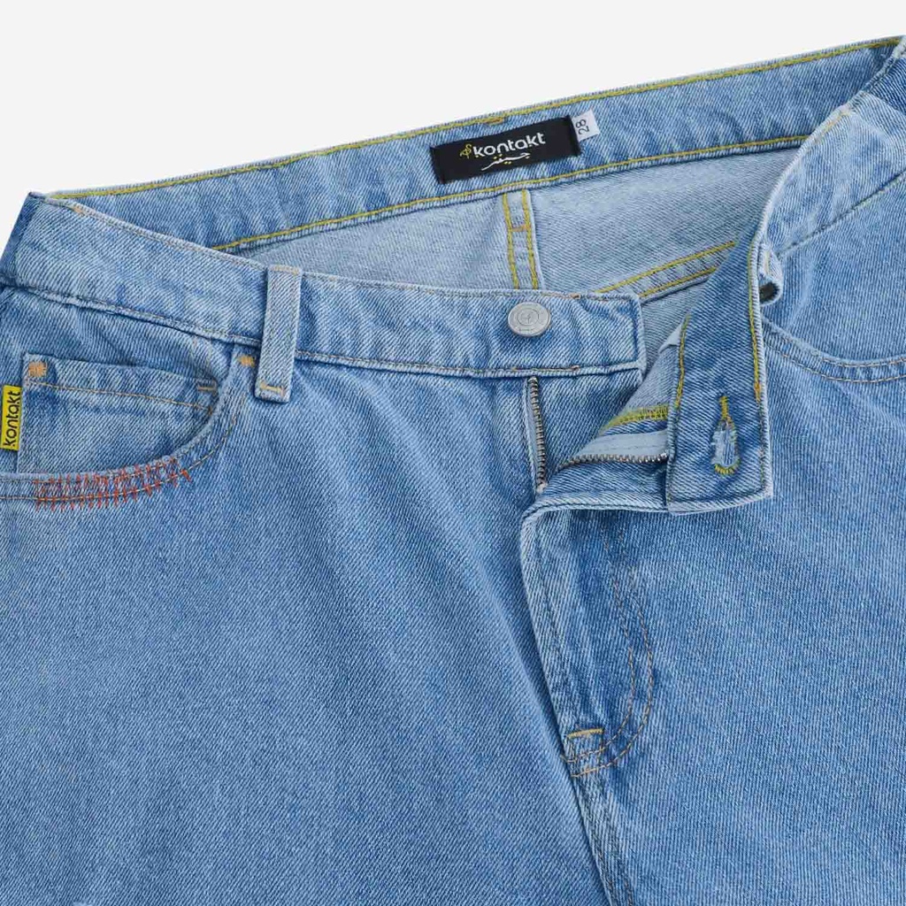 Upcycling baggy jeans femme bi-couleur