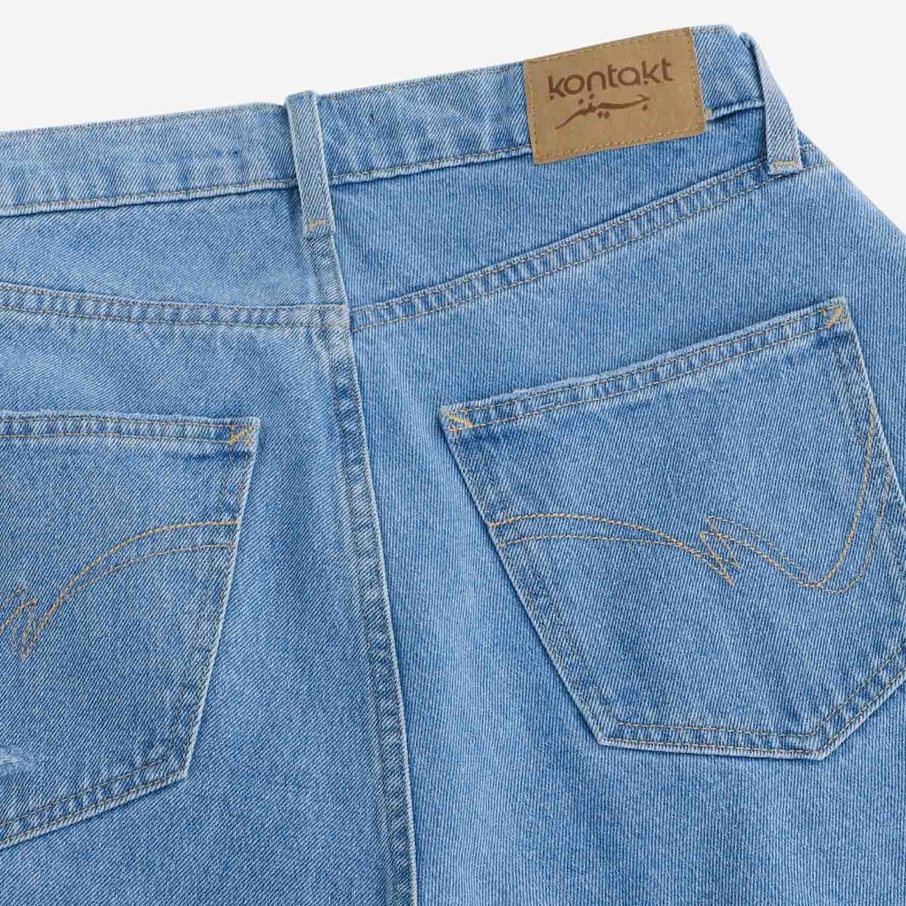 Upcycling baggy jeans femme bi-couleur