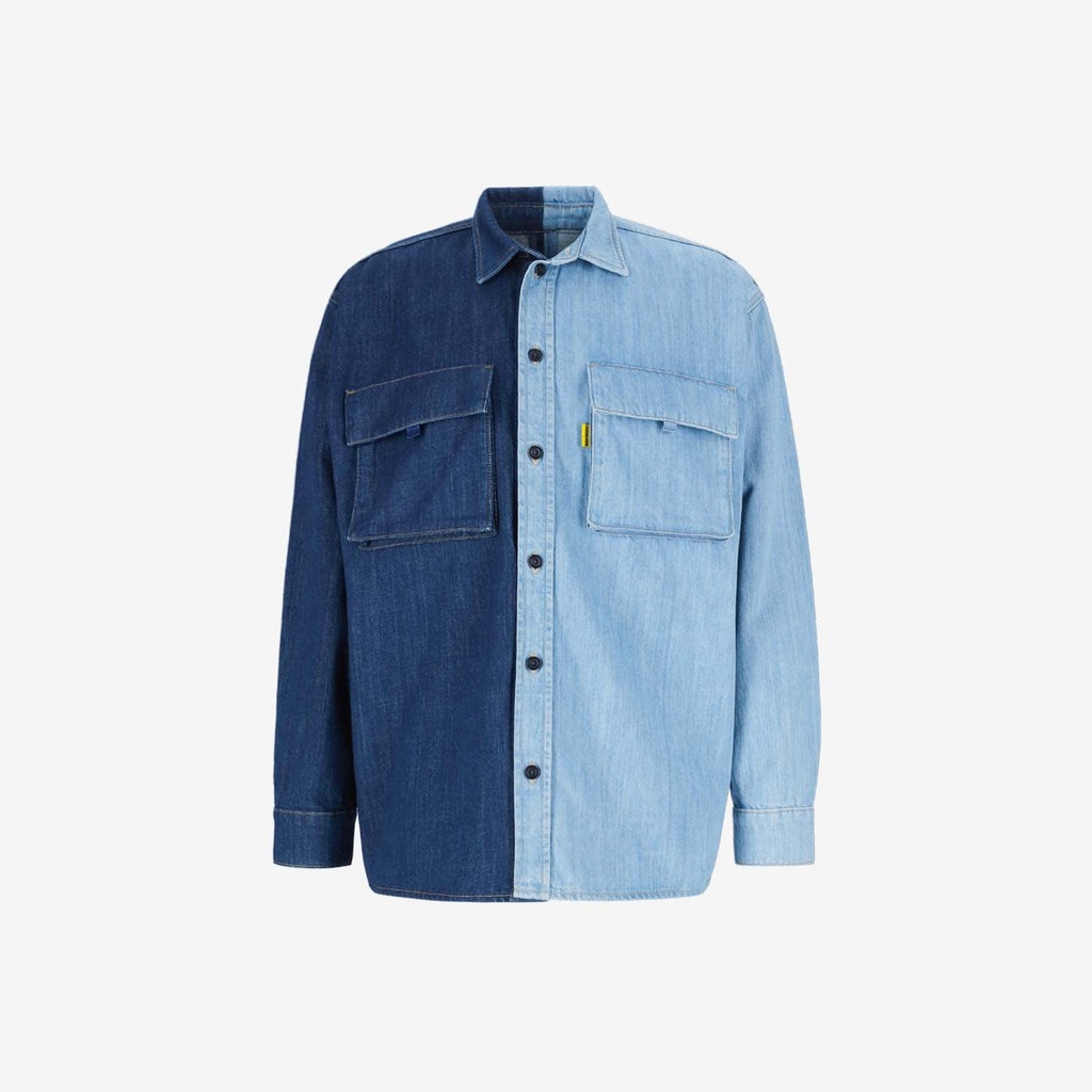 Upcycling chemise workwear homme en jeans bi-couleur - WAAD V1
