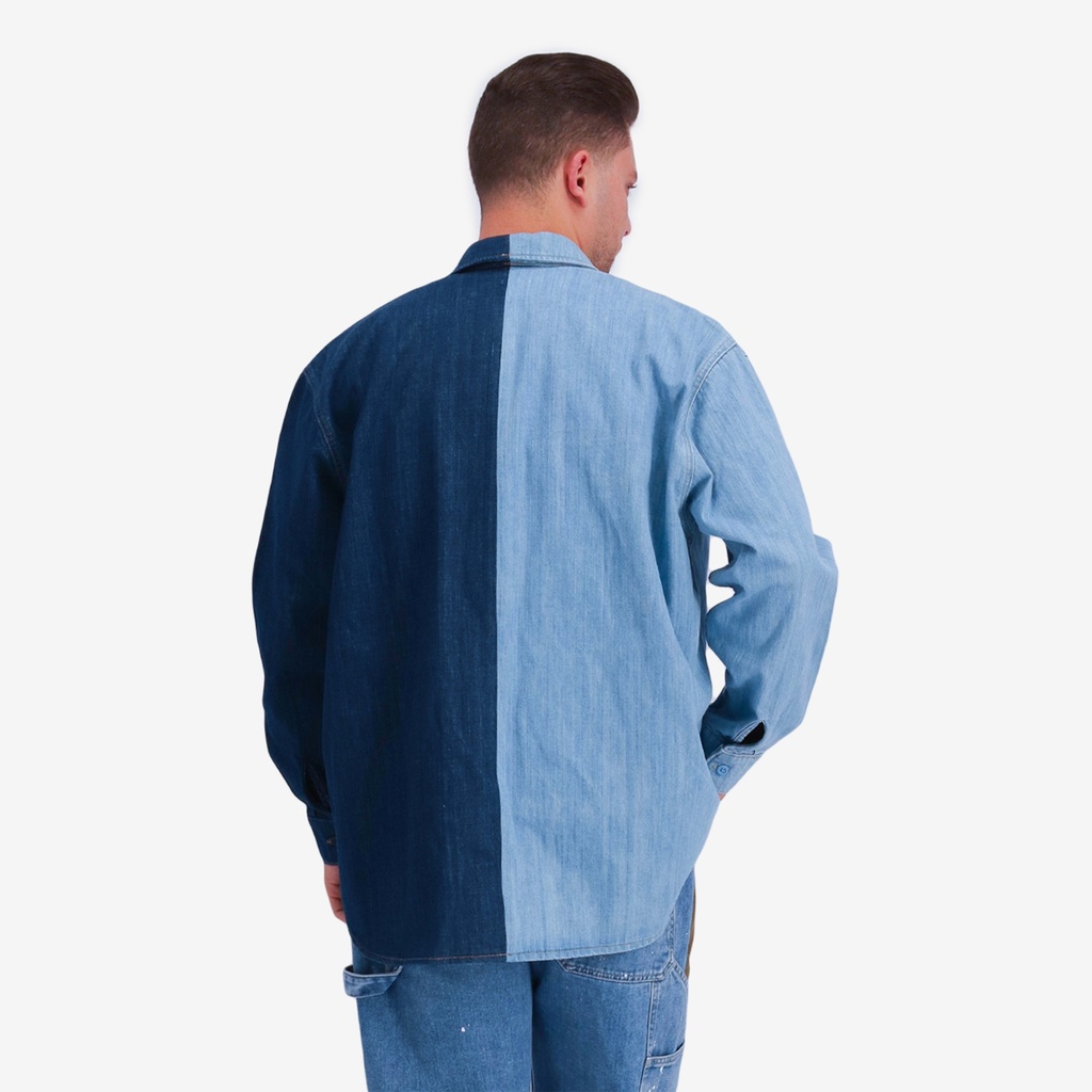 Upcycling chemise workwear homme en jeans bi-couleur - WAAD V2