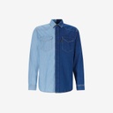 Upcycling chemise western homme en jeans bi-couleur - SHEMS V2