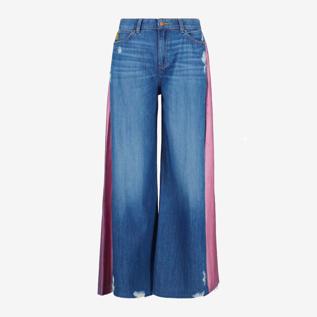 Upcycling wide leg jeans femme bi-couleur -WIDED
