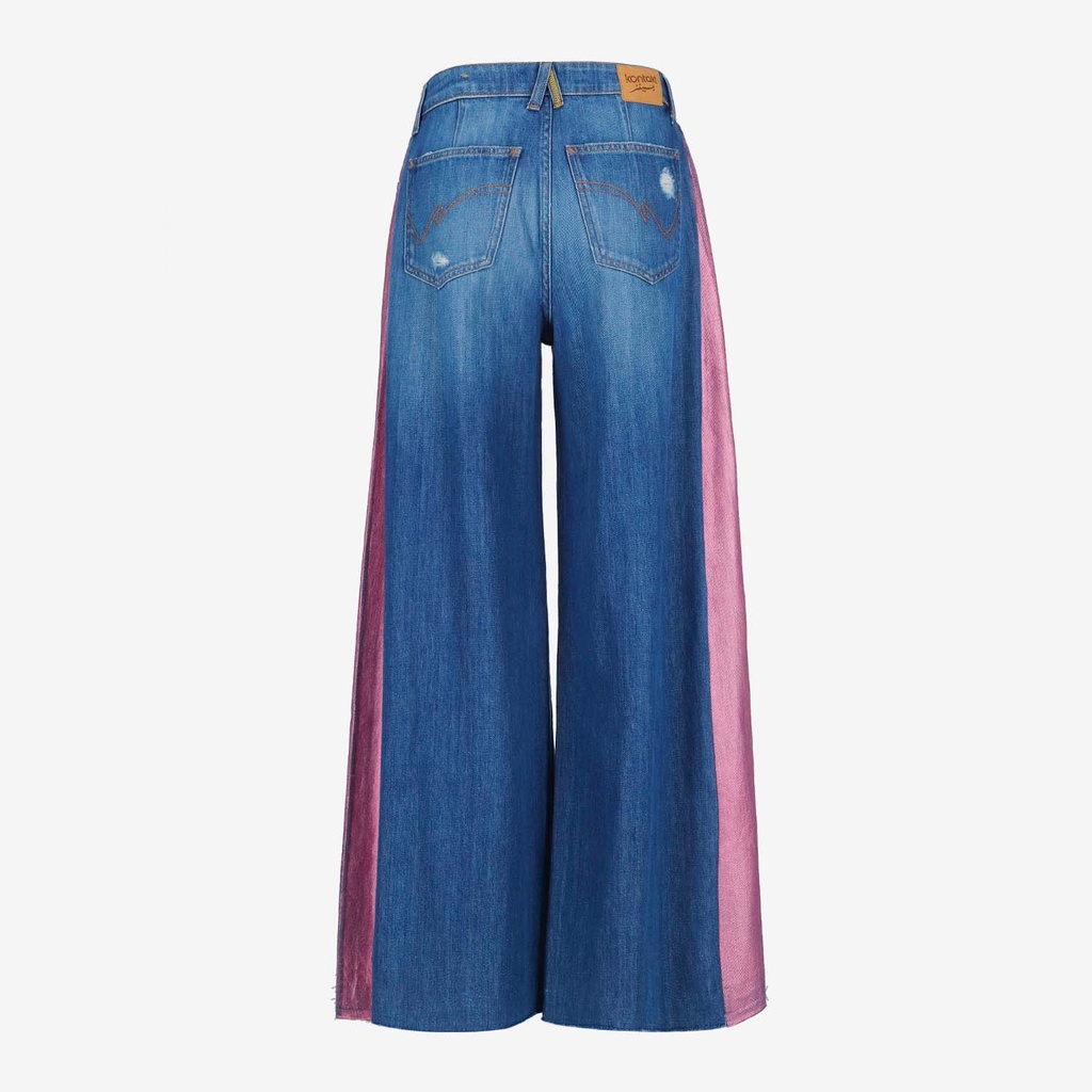 Upcycling wide leg jeans femme bi-couleur -WIDED