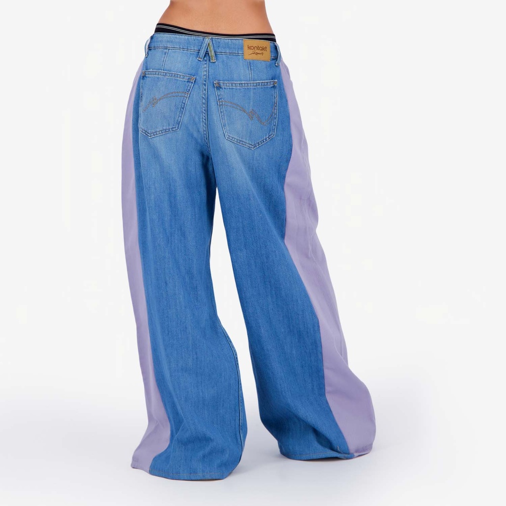 Upcycling wide leg jeans femme bi-couleur - WIDED