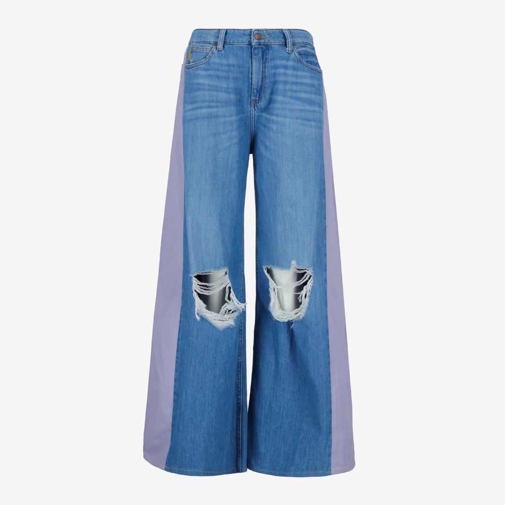 Upcycling wide leg jeans femme bi-couleur - WIDED