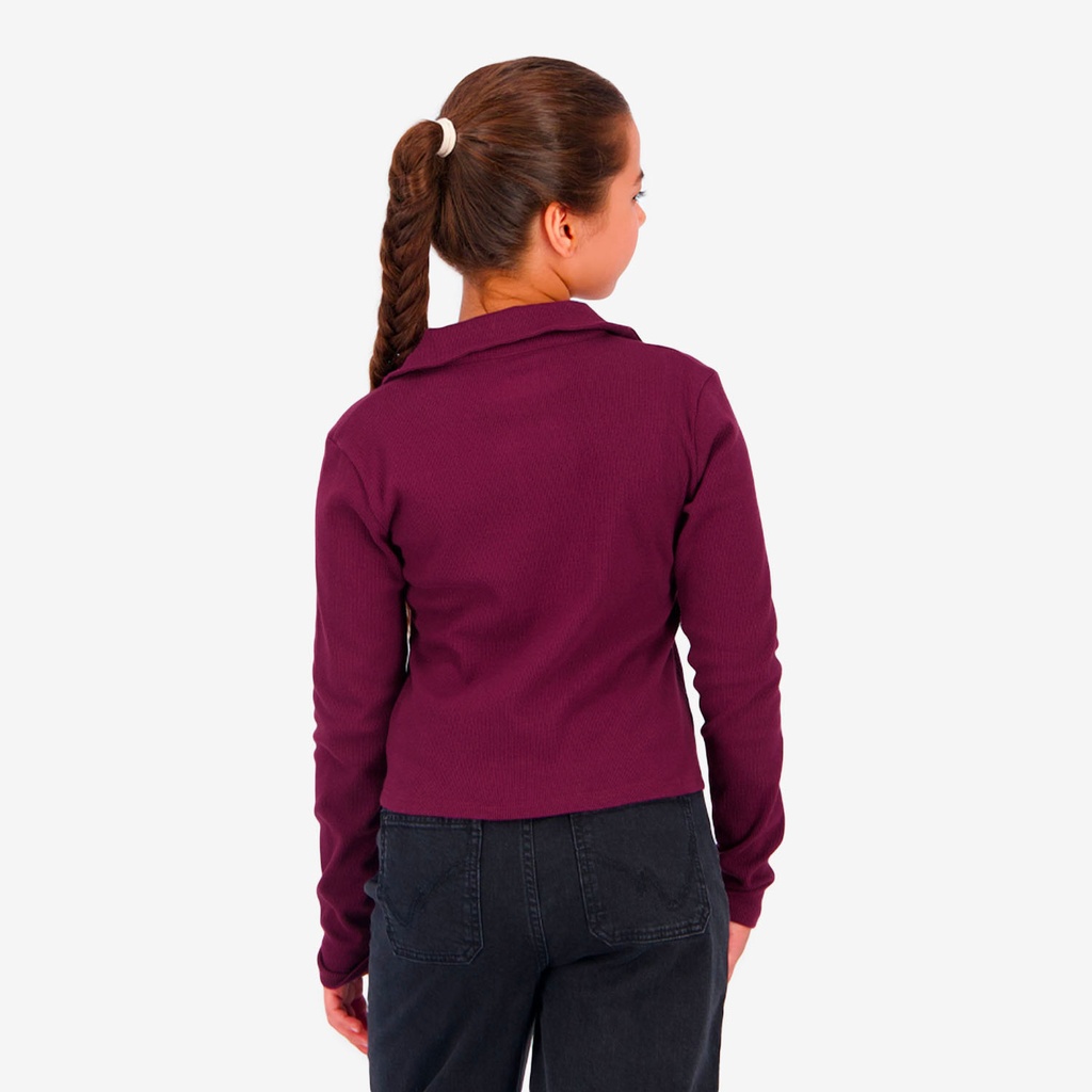 Polo côtelé fille manches longues