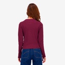 T-shirt côtelé femme manches longues avec cut out Coeur