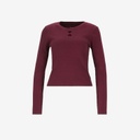 T-shirt côtelé femme manches longues avec cut out Coeur