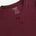 T-shirt côtelé femme manches longues avec cut out Coeur
