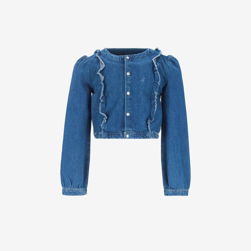 Blouse fille boutonnée avec volant