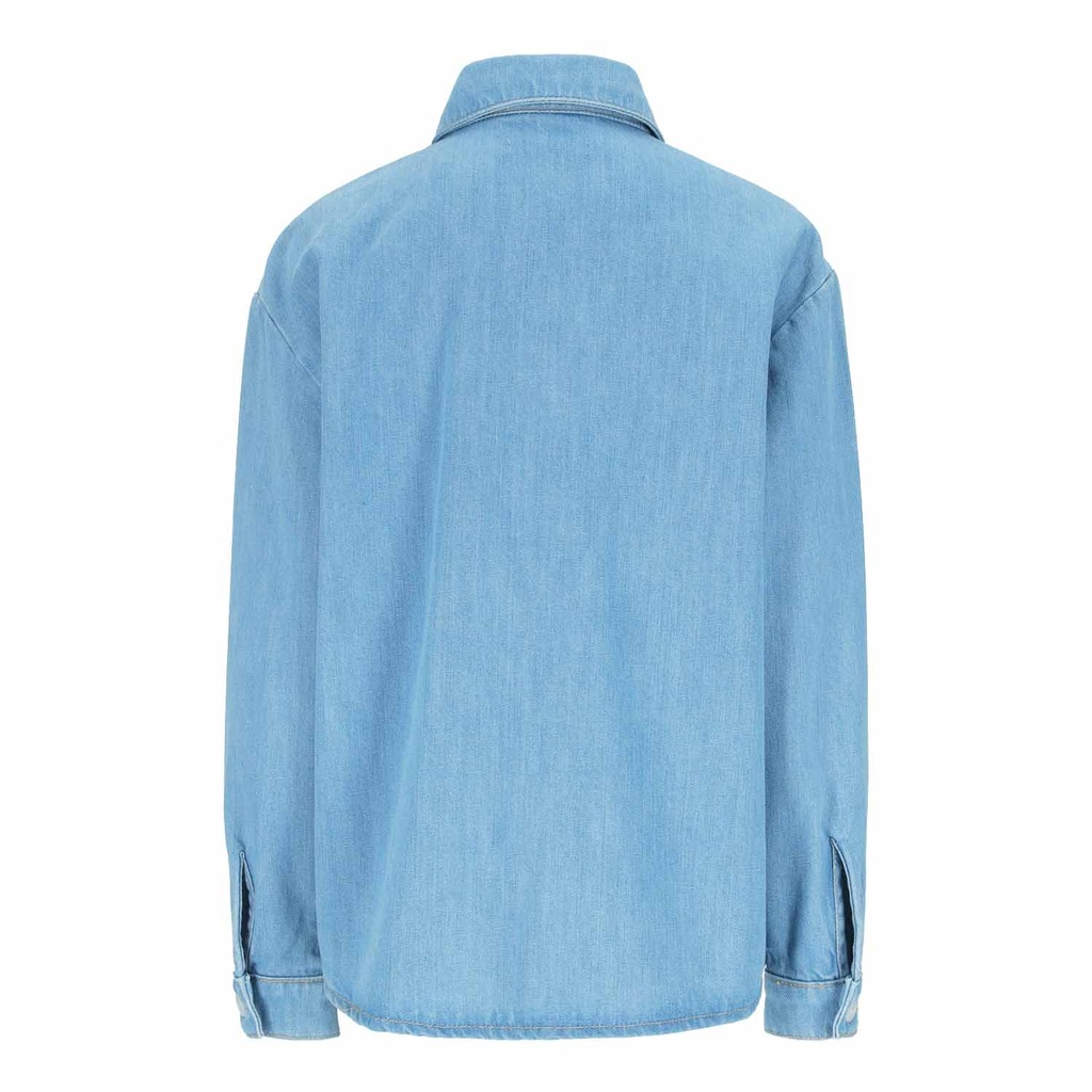 Chemise oversized fille en jeans avec broderie sur le col