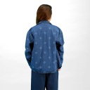 Chemise oversized fille en jeans imprimé laser