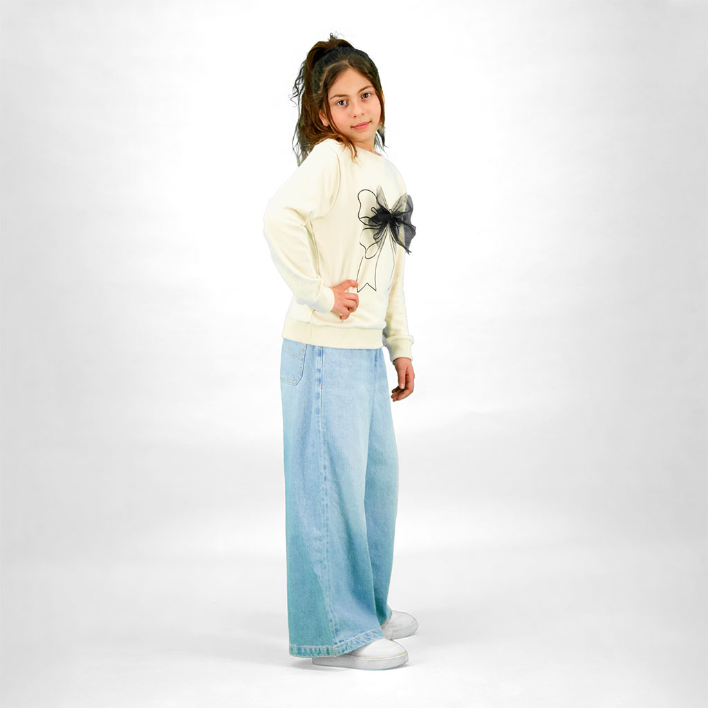 Sweat regular fille avec noeud en tulle