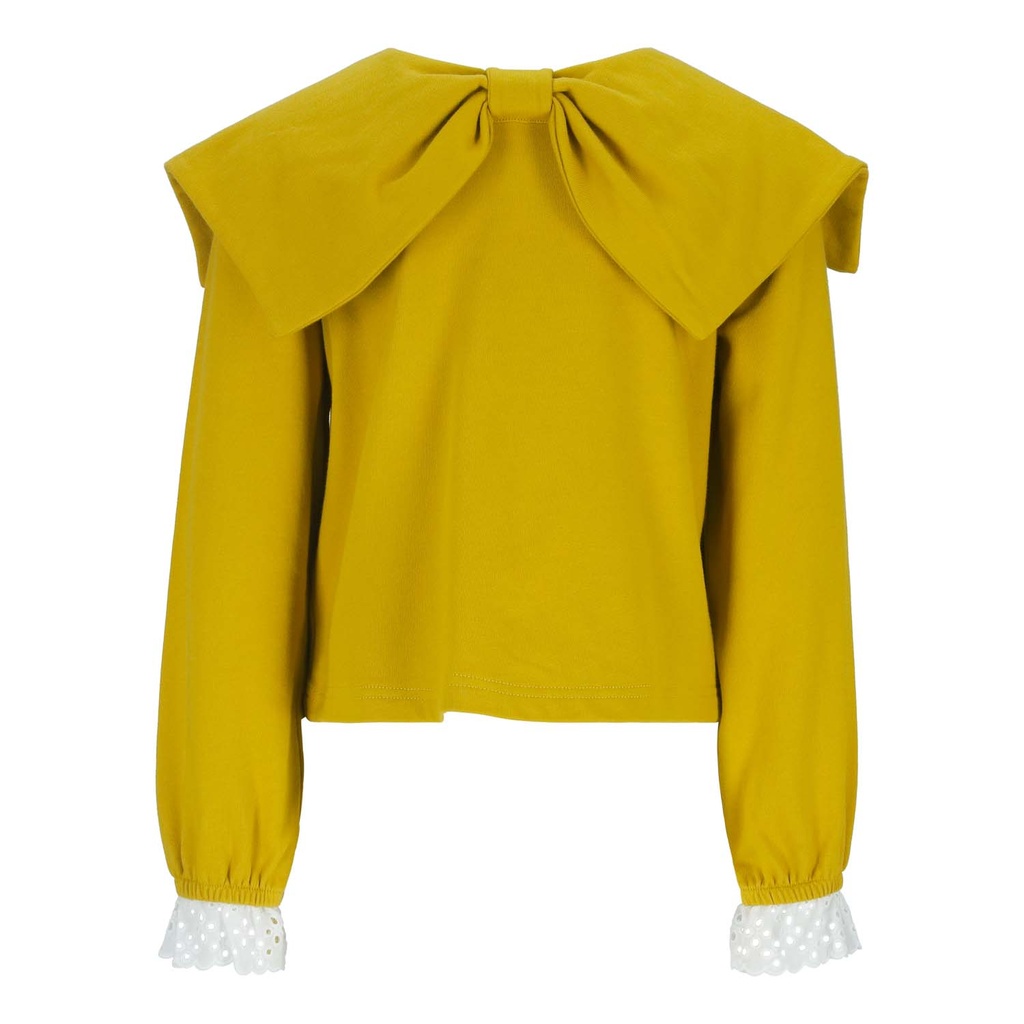 Sweat fille col noeud avec volants