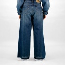 Wide leg jeans unisexe bicouleurs