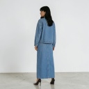 Jupe maxi femme boutonnée en jeans-MAYAR