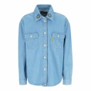 Chemise oversized fille en jeans avec broderie sur le col