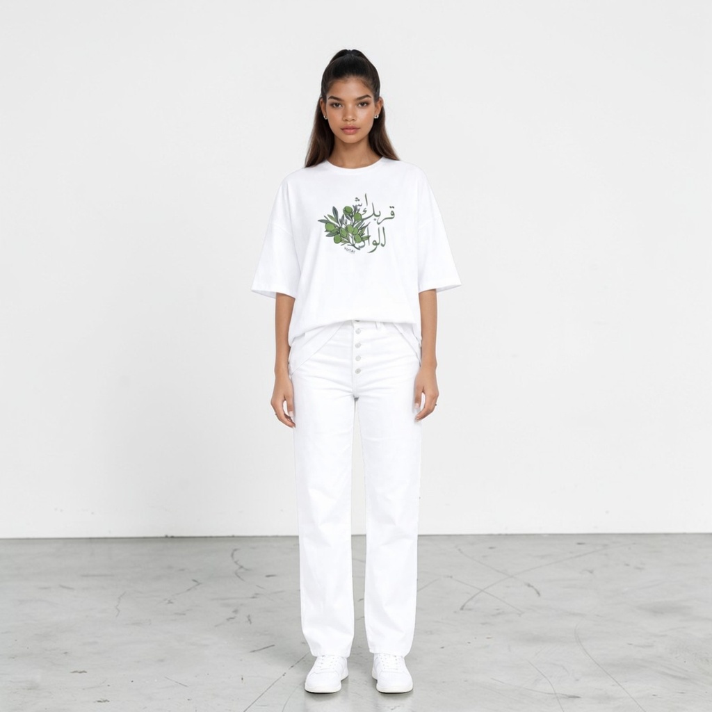 Sweat oversized femme manches courtes  اش قريبك للواد