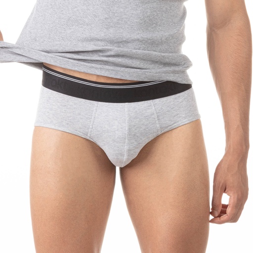 [05-010-20-020-K025-L] Slip midi homme en coton stretch (Gris Chiné, L)