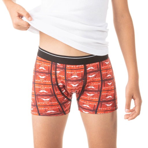 [05-010-06-026-K308-10A] Boxer garçon imprimé KEEP CALM AND HOHOHO (10A)