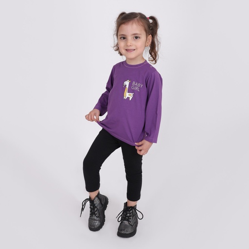 [05-010-02-384-K060-12M] T-shirt bébé manches longues BABY GIRL (Violet, 12M)