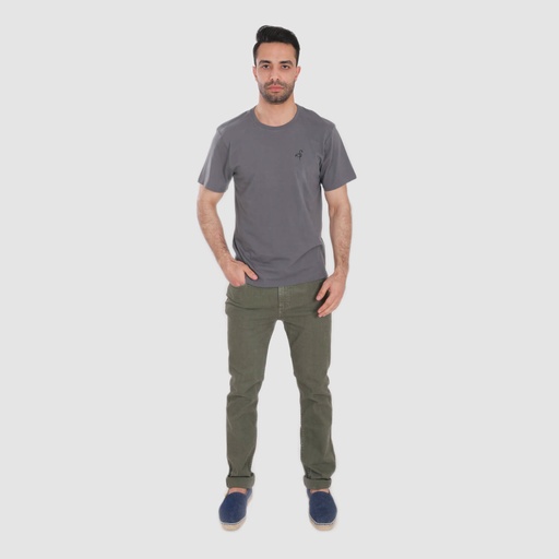 [05-010-02-428-K027-L] T-shirt homme manches courtes avec épaulette flamant rose (Gris Foncé, L)