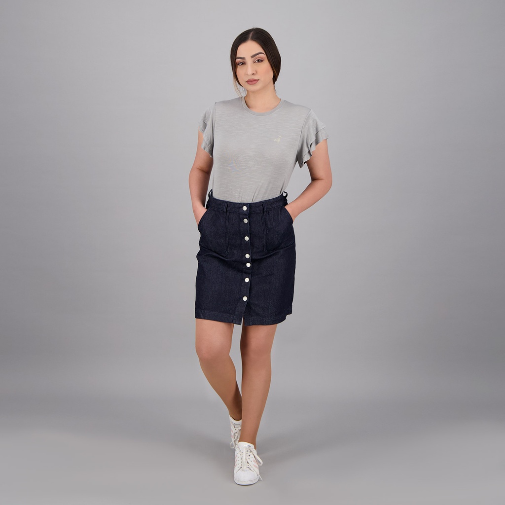 T-shirt femme manches courtes avec volant et broderie