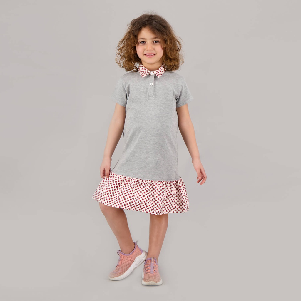 Robe polo fille manches courtes avec volant