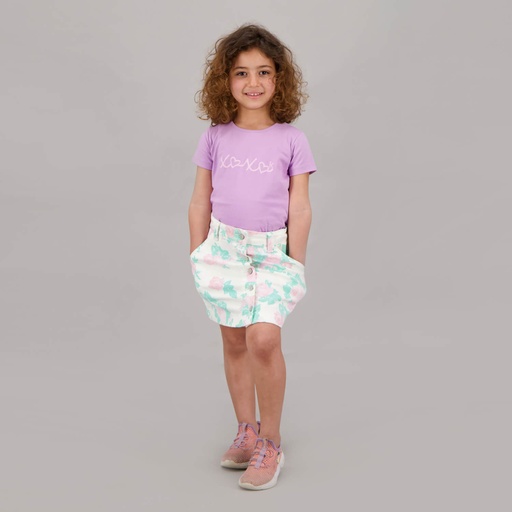 [05-010-02-466-K154-10A] T-shirt fille manches courtes XOXO (Violet Clair, 10A)