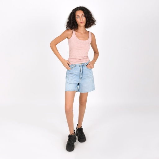 [05-010-12-099-K045-L] Débardeur femme flammé avec broderie (Rose Clair, L)