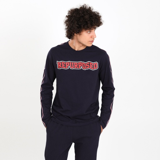 [05-010-02-498-K015-L] T-shirt homme manches longues avec bande REPURPOSED (L)