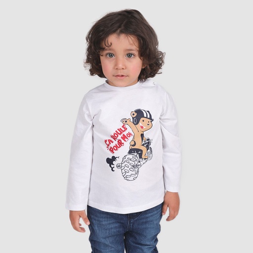 [05-010-02-163-K000-12M] T-shirt bébé manches longues CA ROULE POUR MOI (12M)