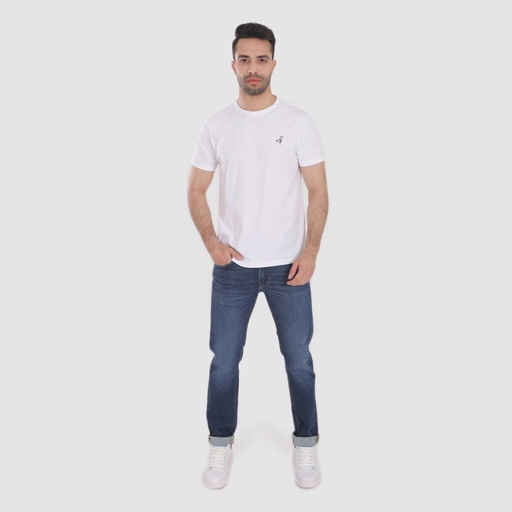 [05-010-02-427-K000-L] T-shirt homme manches courtes avec broderie (Blanc, L)