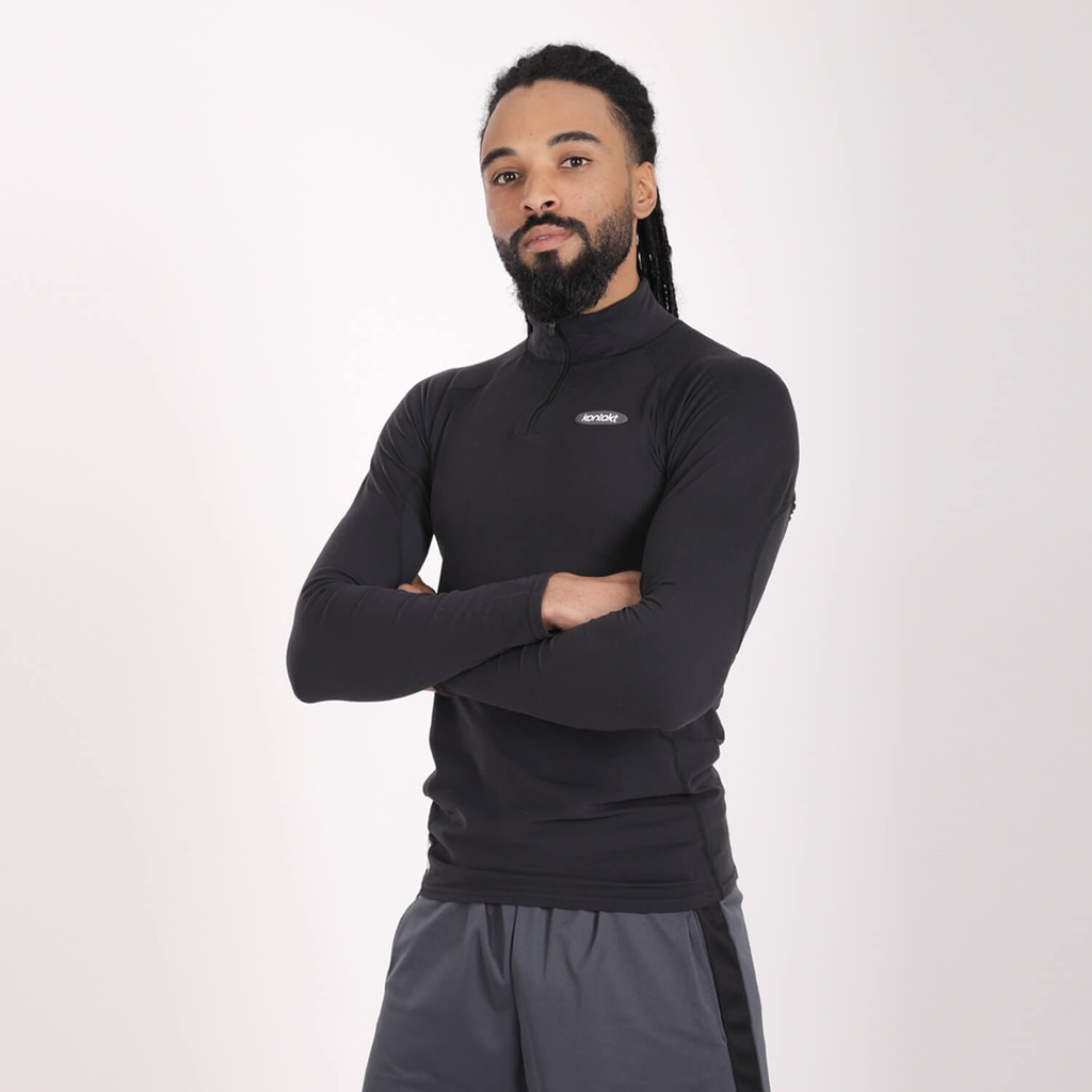 T-shirt de sport zippé homme manches longues avec logo