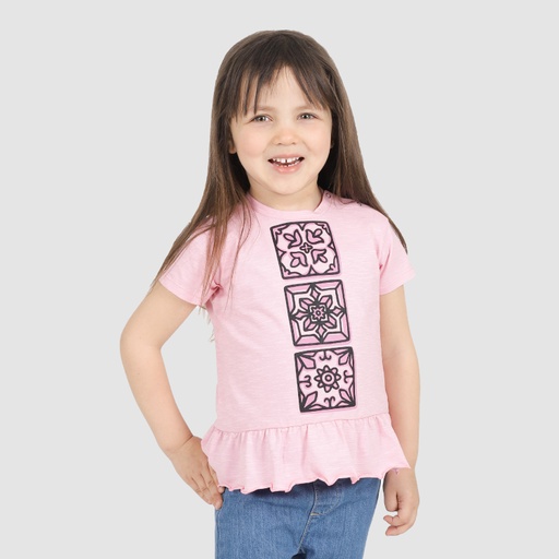 [05-010-02-213-K043-12M] T-shirt bébé manches courtes avec volant MAJOLIQUE (12M)