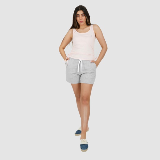 [05-010-18-053-K025-L] Short court femme avec poches plaqués (Gris Chiné, L)