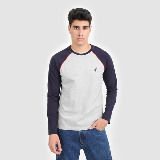 [05-010-02-257-K536-L] T-shirt homme manches longues avec pipping (L)