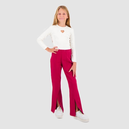[05-010-65-014-K049-10/12A] Jogger flare fille avec fentes devant (Rouge, 10/12A)