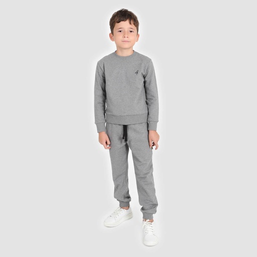 [05-010-36-115-K505-10/12A] Sweat garçon avec broderie (Gris Chiné Foncé, 10/12A)