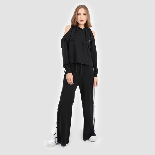 Jogger wide leg femme avec boutons pression