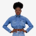 Cropped chemise western femme en jeans - SHERAZADE