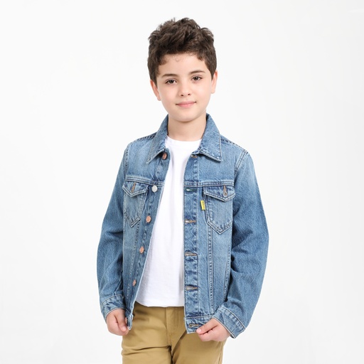 [01-010-10-051-K419-10-12ANS] Regular jacket garçon en jeans (Jeans Bleu  Moyen, 10-12A)